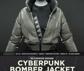 3D时装夹克制作教程Cyberpunk Bomber Jacket - 3D Fashion Design Course