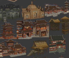 游戏美术资源 古风场景道具模型3D素材贴图 MAX源文件