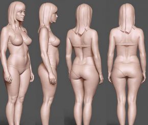 Zbrush女性人物网格细节3D模型源文件
