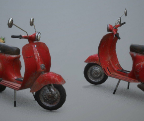 次世代 老式老旧 红色小摩托3D模型