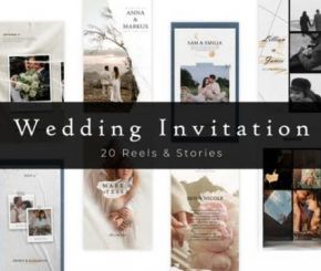 AE模板-20组竖屏婚礼邀请函包装 20 Elegant Wedding Invitation Reels and Stories