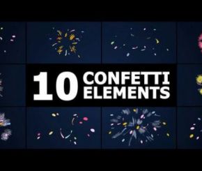 AE+PR+FCPX+达芬奇模板预设-10组卡通礼花纸屑动画 Holiday Confetti Elements