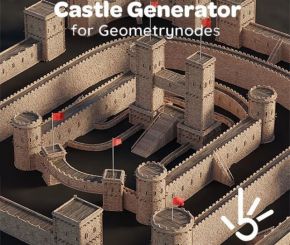 Blender城堡围城生成器资产预设 Castle Generator Setup for Geometrynodes Fields V01