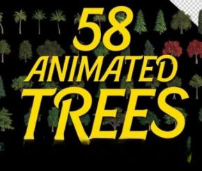 AE模板-植物树木动画视频素材 58 Animated Trees Alpha Loop Pack 4K