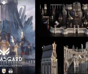 北欧奇幻风格建筑3D模型 Neo Asgard – 3D Kitbash Pack (Blender/FBX/OBJ格式)