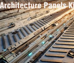 科技感墙面3D模型 Sci-Fi Architecture Panels Kit Vol 01 Walls-Pbr (Blender/FBX格式)