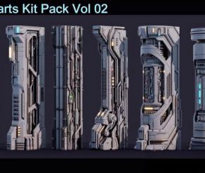 科技感立柱3D模型 Sci-Fi Parts Kit Pack Vol 02 Column (MAX/FBX/OBJ格式)