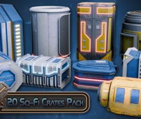 Blender/UE科幻武器箱3D模型资产 Blender & Unreal Engine Massive Stylized Sci-Fi Crate Pack