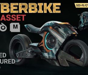 赛博朋克摩托车3D模型 Cyberbike VFX Asset (FBX/OBJ/ABC格式)