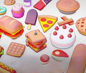 低多边形卡通漫画食物美食3D模型资产 Stylized Low Poly Food Pack 01 (Blender/FBX格式)