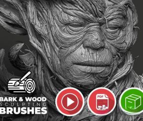 ZBrush树皮木材笔刷预设+教程 ZbrushGuides – Bark & Wood brushes pack