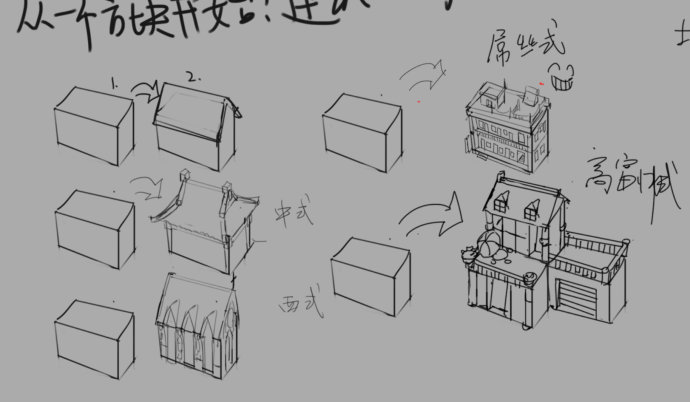 方块理论游戏设计中建筑的极简易画法